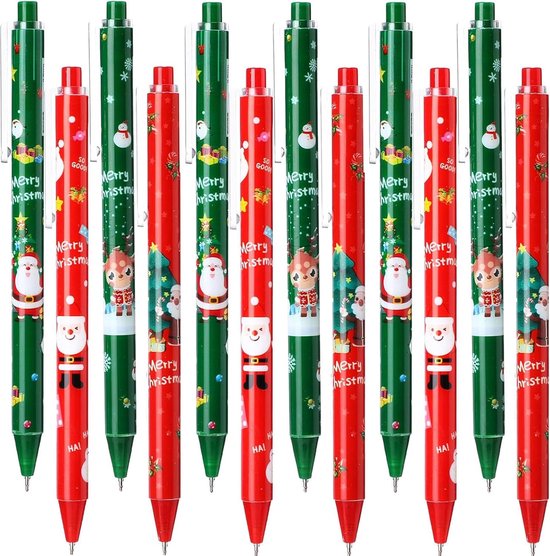24 stuks kerstbalpennen, 0,5 mm kerstpennen, gelpennen Kerstmis, balpen