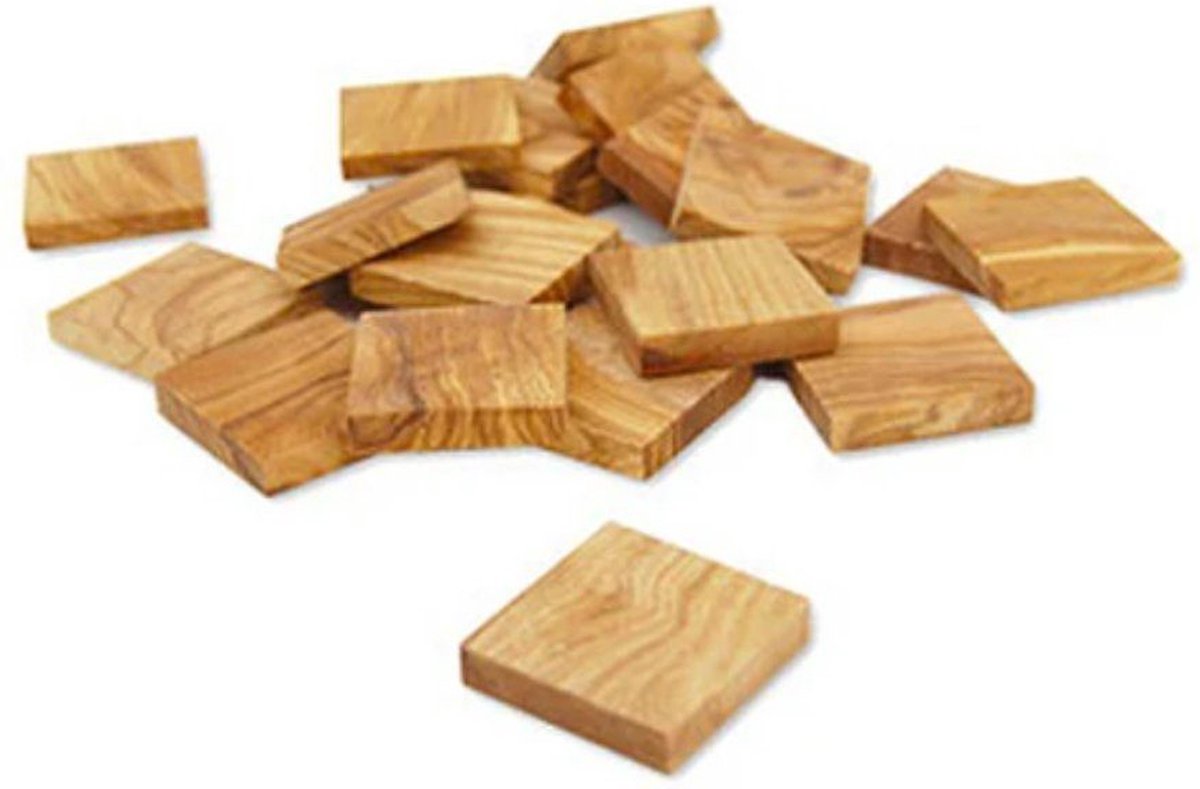 D.O.M. Vierkante Olijfhouten Plaatjes 3.2 x 3.2 cm – Set van 10 stuks Handgemaakt en Hittebestendig