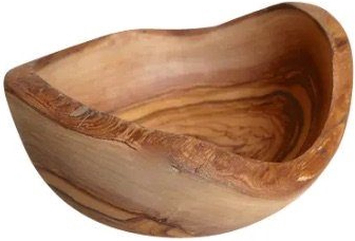 D.O.M. Serveer- en Snackschaal RUSTIEK Rond (ca. 14 cm) van Olijfhout - Handgemaakt