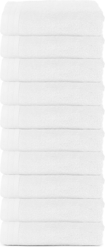 The One Toweling Set de Handdoeken Bio - 10 Pièces - 50 x 100 cm - Qualité Hôtelière - Ensemble de Serviettes - Serviette de Bain - Coton Bio - Wit