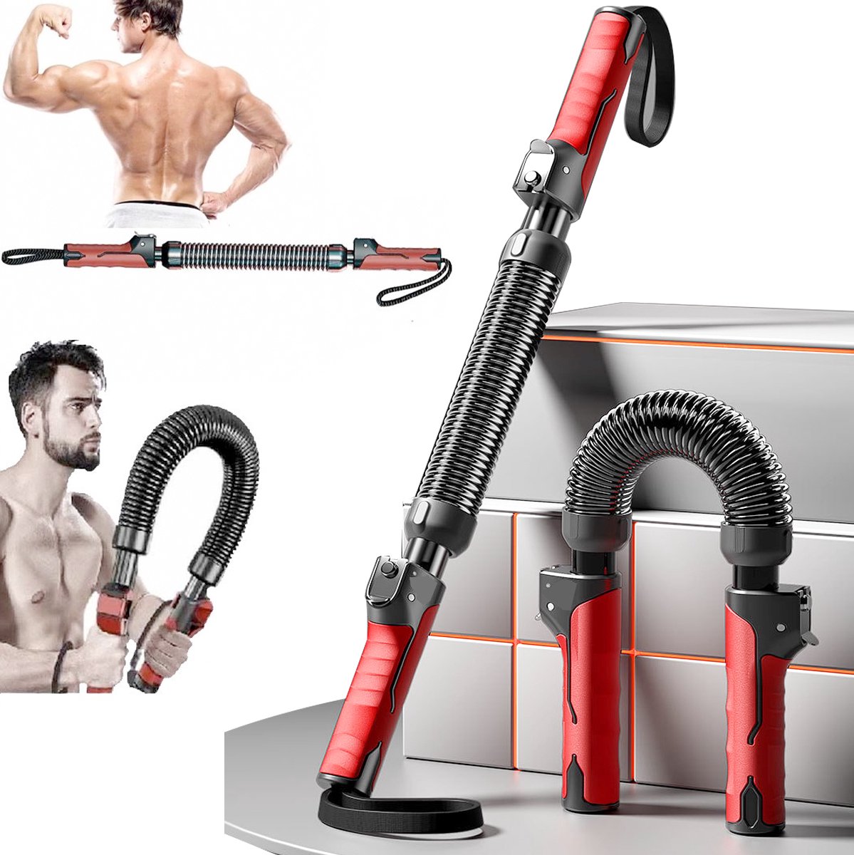 Twister Buigveer (20-40kg)-Armtainer Expander-Fitness Buigveer - Weerstandsveer- Borst Triceps Shouder Trainer - Chest Expander-Weerstandsveer-zwart- Cadeau voor Vaderdag