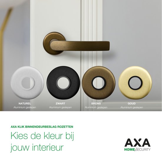 AXA Curve Klik rozetten in naturel, zwart, brons en goud aluminium.