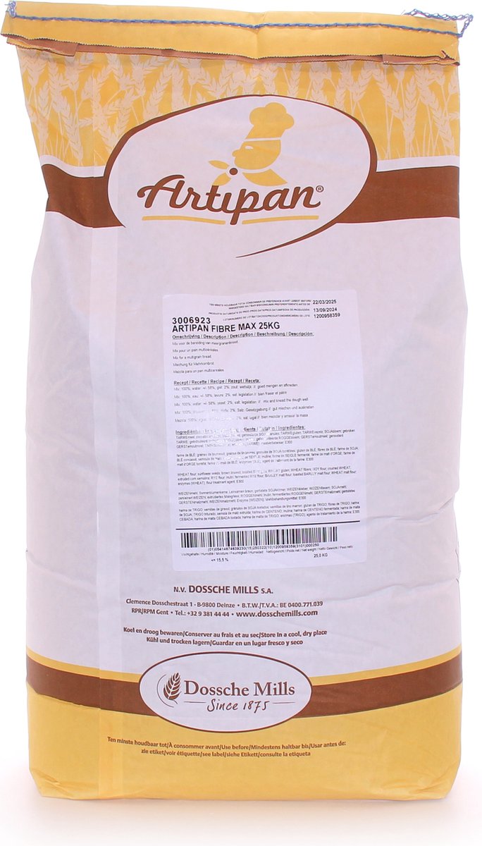 Artipan Fibre Max 25kg - brood bakken - bakingrediënt - bloem