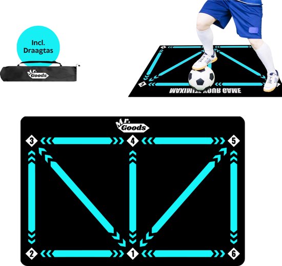 MrGoods Voetbalmat - Trainingsmat XL - 90x60CM - Voetbal mat - Sportmat - Trainingsmateriaal - Dribbelmat - Voetbal Spullen - Antislik - Incl. Draagtas