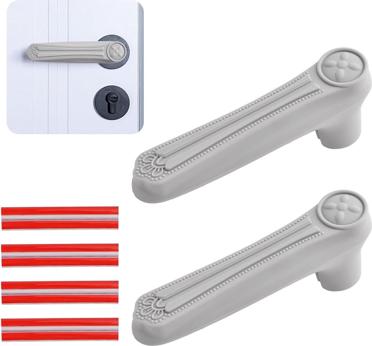 Goedkoopste 2 stuks siliconen deurklink handschoenhoezen - Europese stijl - veiligheidsdeurklinkbeschermer met transparante anti-botsing strip