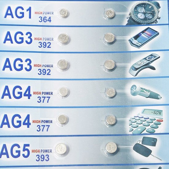 80 Stuks Batterijen Mix AG1/AG3/AG4/AG5/AG10/AG12/AG13/CR2016 CR2025 ...