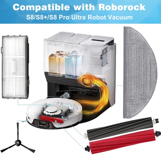 Robot Roborock S8 Pro Ultra, Mise à Niveau de la Brosse Principale Du SystèMe à Double Brosse