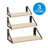 ACAZA Wandplank - Set van 3 - 30/35/40 x 12 x 11 cm - Wandrek - Boekenrek - Boekenplank - Wandplank Zwevend - Lichte Eik
