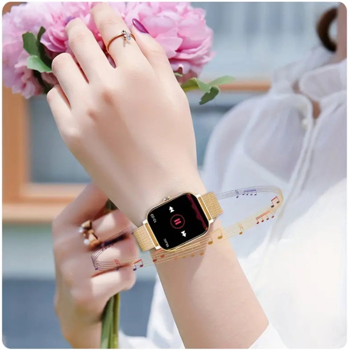 Afbeelding 2 van Livano Smartwatch Digitaal Goud Elegant Design