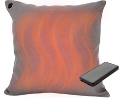 HeatSense® Warmtekussen XL - Elektrisch Kussen met 3 Standen - Inclusief 10.000 mAh Powerbank - 45x45 cm - Antraciet