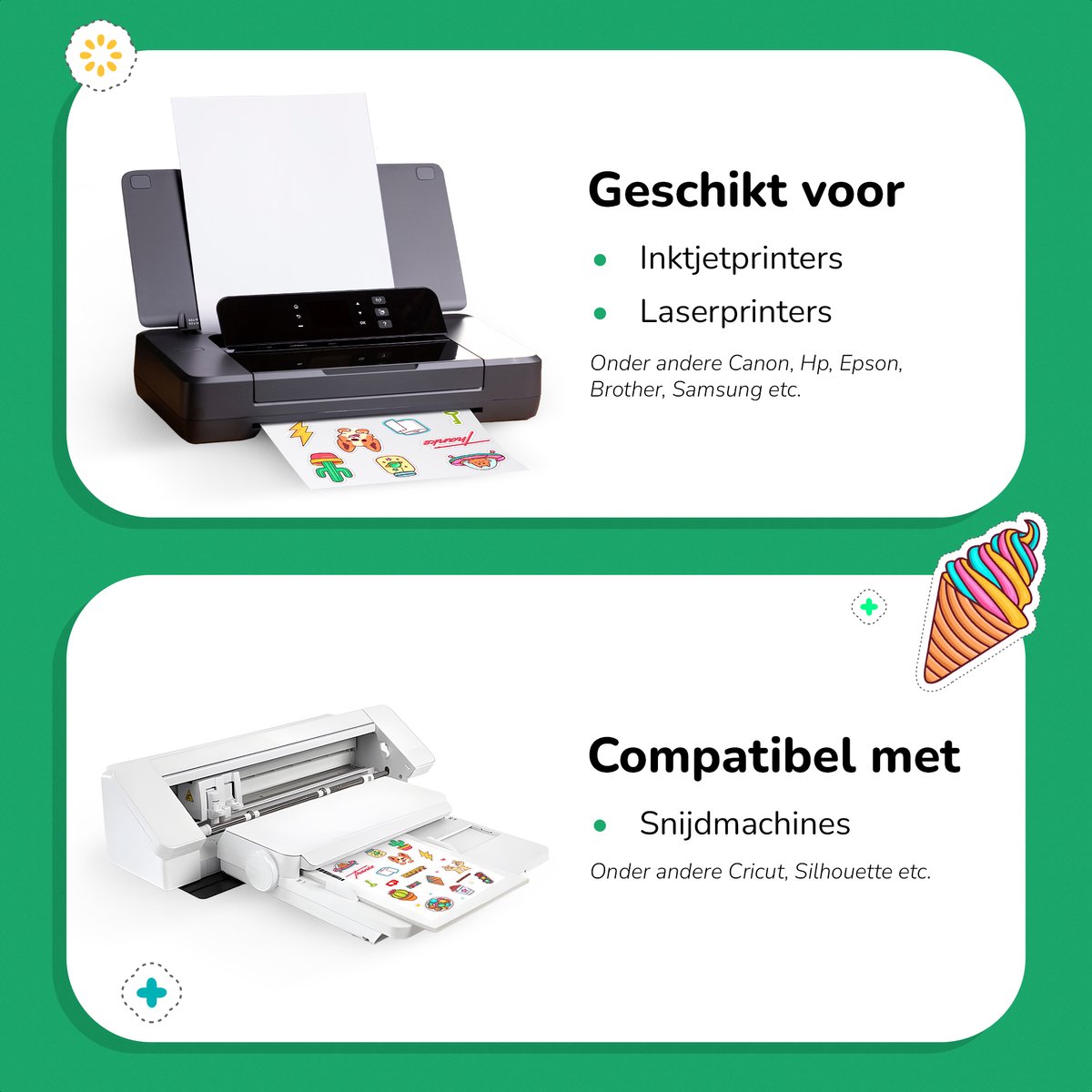 36 Matte Vinyl Stickervellen A4 – Waterbestendig Stickerpapier voor Inkjet & Laser Printer - Geschikt voor Snijmachines — afbeelding 3