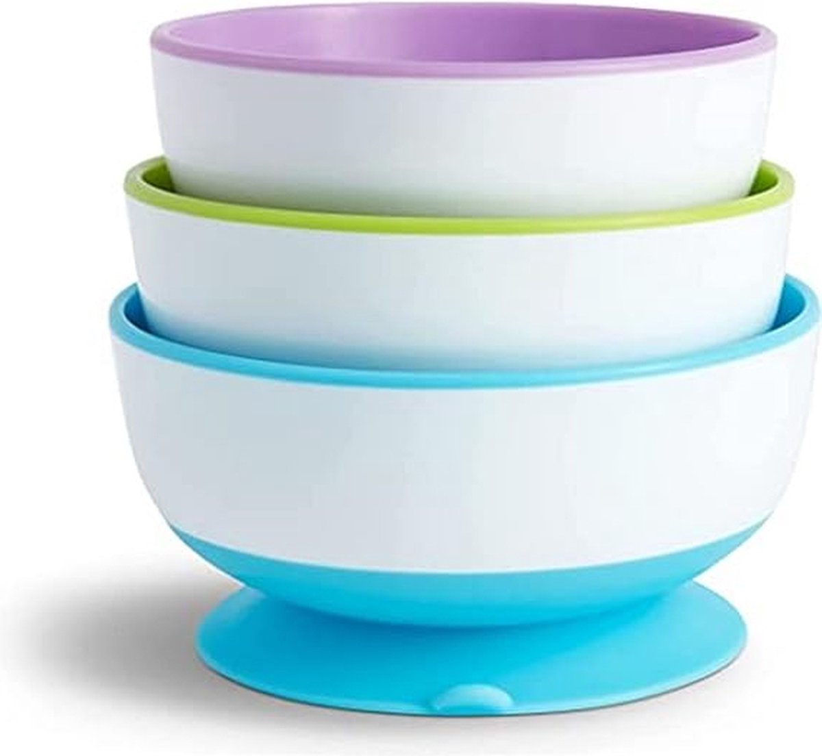 Goedkoopste Stay Put Kom Met Zuignap, Babykom, Voor Baby's En Peuters, Vanaf 6 Maanden, BPA-vrij, Magnetronbestendig & Vaatwasserbestendig - Set Van 3 Stuks