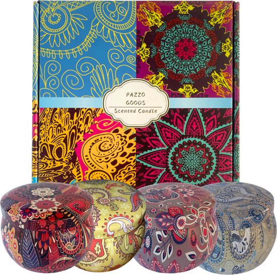 Pazzo Goods Kaarsen – Geurkaars - Geurkaarsen Geschenkenset – Geschenk – 4 Geuren – Bohemium