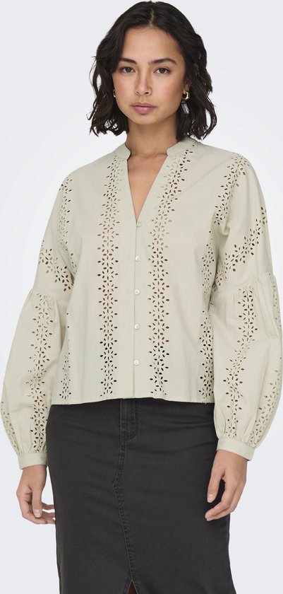 ONLY - ONLNELLY LS V-NECK BUTTON TOP WVN - Meisjes - Blouses