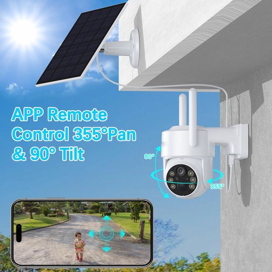 Rustive Beveiligingscamera - met Wifi en App - 4 Mp - 128G opslag - Batterij op Zonnepaneel - Nachtzicht - Camera voor Buiten - Wit van Rustive — afbeelding 5