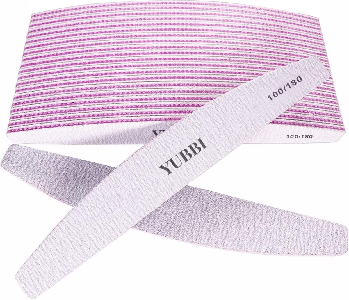 Goedkoopste YUBBI 20 Stuks Dubbelzijdige Zebra Nagel Vijl - Manicure Set - Nagelverzorging - 100/180 grit - Grijs