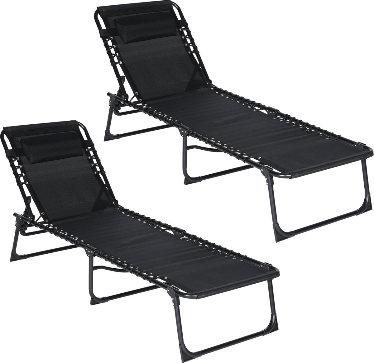 Bol.com Infinity Goods Ligbedden (set van 2) - Opvouwbaar - Inclusief Hoofdkussen - Zonnebedden - Ligstoelen - Verstelbaar - Tui... aanbieding