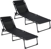 Bol.com Infinity Goods Ligbedden (set van 2) - Opvouwbaar - Inclusief Hoofdkussen - Zonnebedden - Ligstoelen - Verstelbaar - Tui... aanbieding