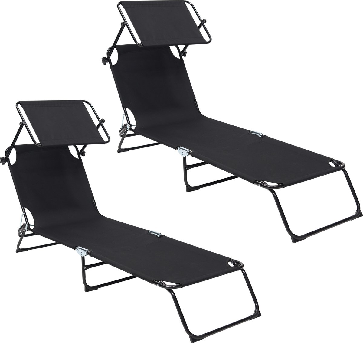 Bol.com Infinity Goods Ligbed Met Zonnescherm - Opvouwbaar - Set van 2 - Zonnebed - Ligstoel - Verstelbaar - Tuin - Weerbestendi... aanbieding