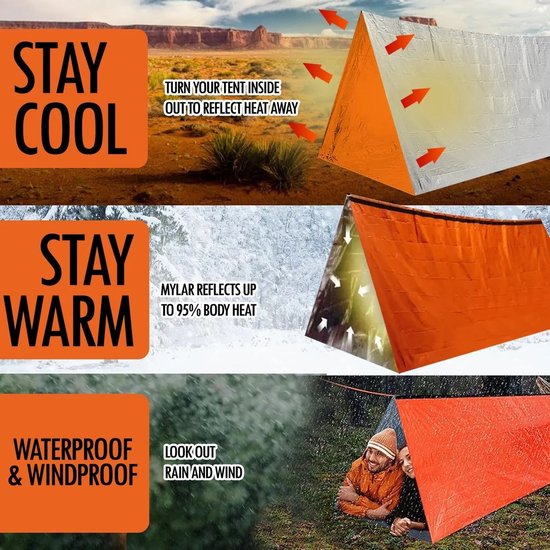 Repus - Nood Tent - Life Bivvy - Lichtgewicht - Emergency Tent - Survival - Outdoor - Musthave - Tent - Reizen - Roadtrip - Warm - Koud - Waterproof van Repus — afbeelding 5