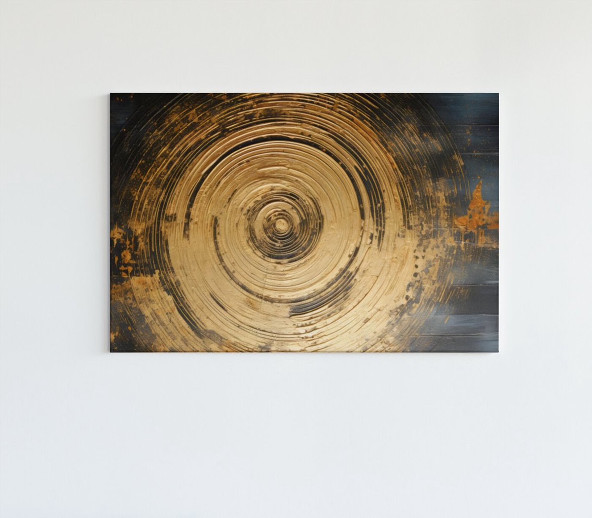 Trendex Global Canvas Schilderij - Abstracte Wervelingen - 150x100x2 cm Goud