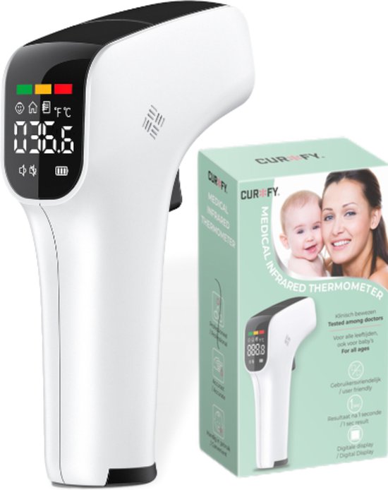 Curify® Digitale Thermometer - Thermometer Lichaam en Voorhoofd - Medische Koortsthermometer Voor Volwassenen, Kinderen en Baby - Temperatuurmeter