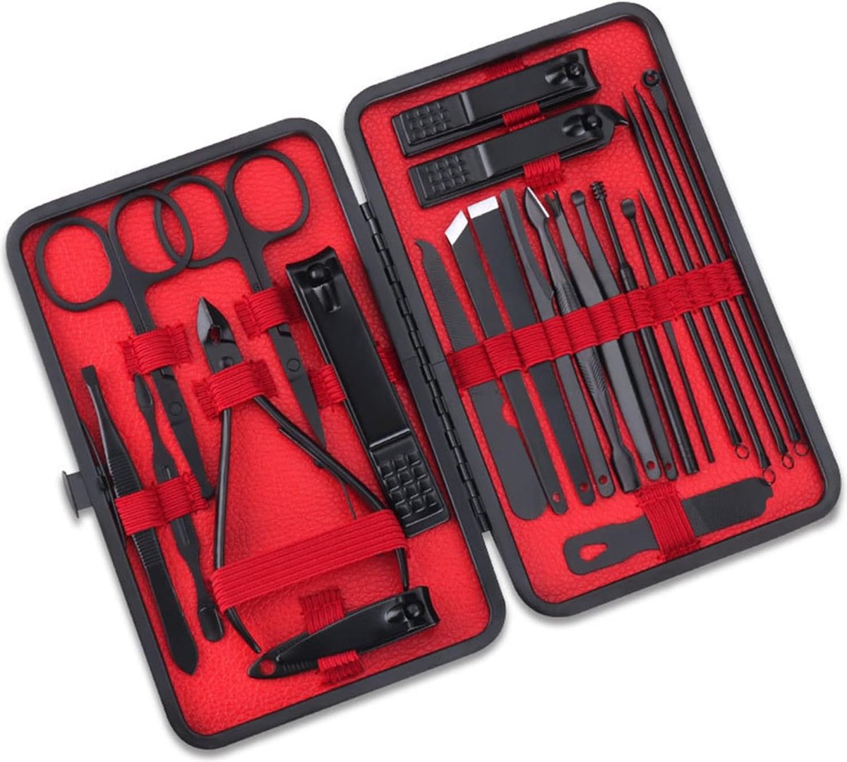 Goedkoopste PolkaHome Manicureset, 23-delige pedicure nagelknipper set, roestvrij staal, verzorgingsset van roestvrij staal, nagelverzorging, gereedschap met PU-lederen etui geleverd