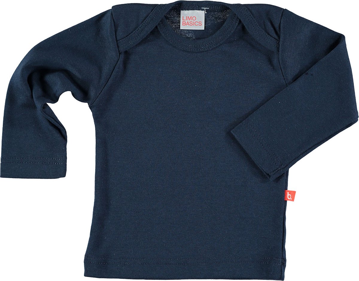 T-shirt lange mouw biologisch ribkatoen Donkerblauw 62-68