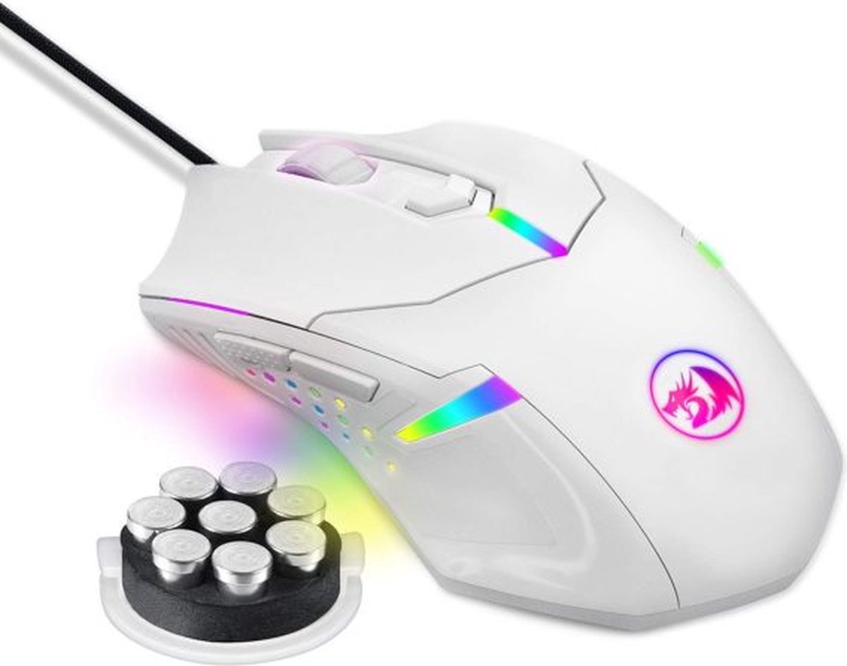 Redragon: Centrophorus M601 Wit Wired Gaming Mouse /PC - gaming muis - verstelbare DPI - Teflon pads - m601W