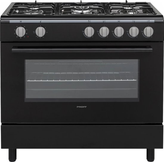 Proff FSGE-9060-BL Zwart gasfornuis 90CM