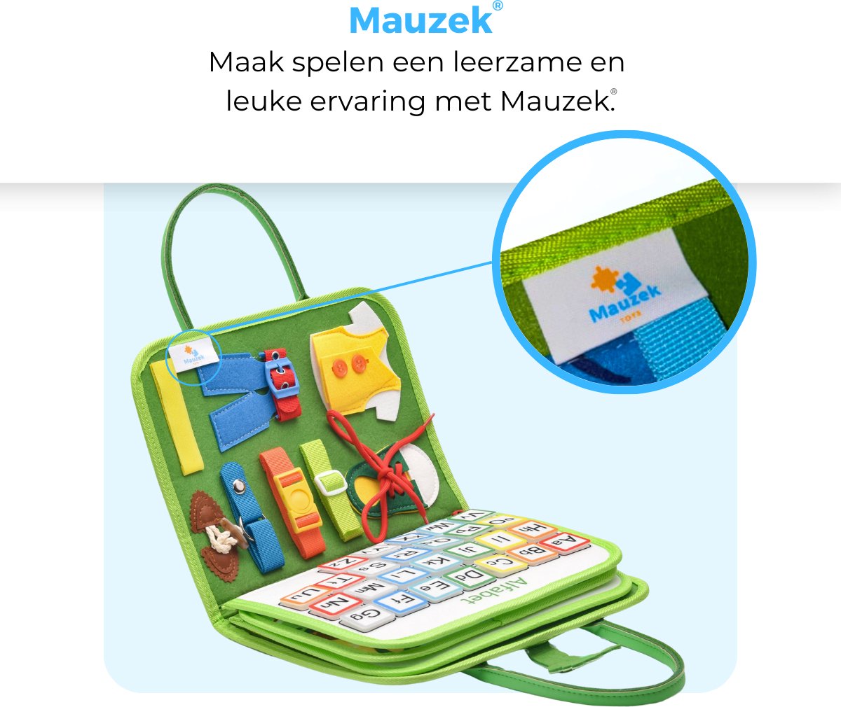Mauzek® Busy Board Bos - Nederlands - Montessori speelgoed - Activiteitenboek - Sensorisch Speelgoed - Busy Book - Educatief Speelgoed - Peuter Speelgoed - Jongens - Meisjes - Voor in de auto - Voor onderweg - 3 jaar - 4 jaar - 5 jaar - 6 jaar — afbeelding 9