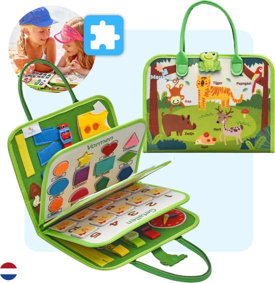Mauzek® Busy Board Bos - Nederlands - Montessori speelgoed - Activiteitenbord - Sensorisch Speelgoed - Motoriek - Educatief Speelgoed - Peuter Speelgoed - Jongens - Meisjes - Voor in de auto - Voor onderweg - 3 jaar - 4 jaar - 5 jaar - 6 jaar