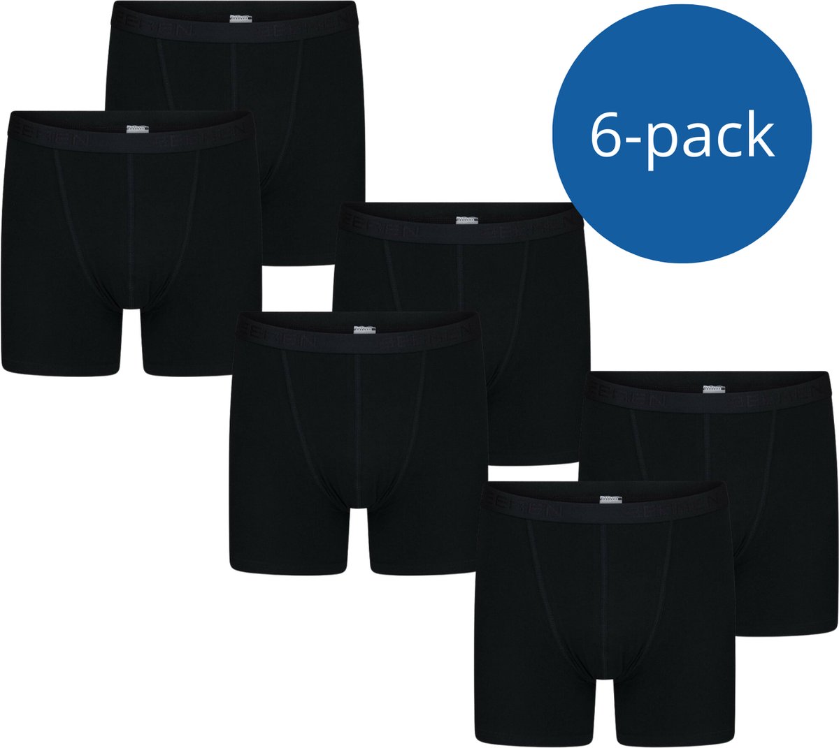 Beeren bodywear Roger Heren Boxershort Zwart 6-pack maat XXL