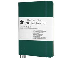 Hieroglyphs Bullet Journal - A5 notitieboek - Hardcover Notebook Dotted - Handleiding en Inspiratie - Nederlands - Groen - Forest Green