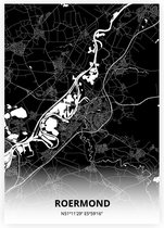 Roermond plattegrond - A2 poster - Zwarte stijl