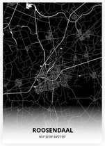 Roosendaal plattegrond - A4 poster - Zwarte stijl