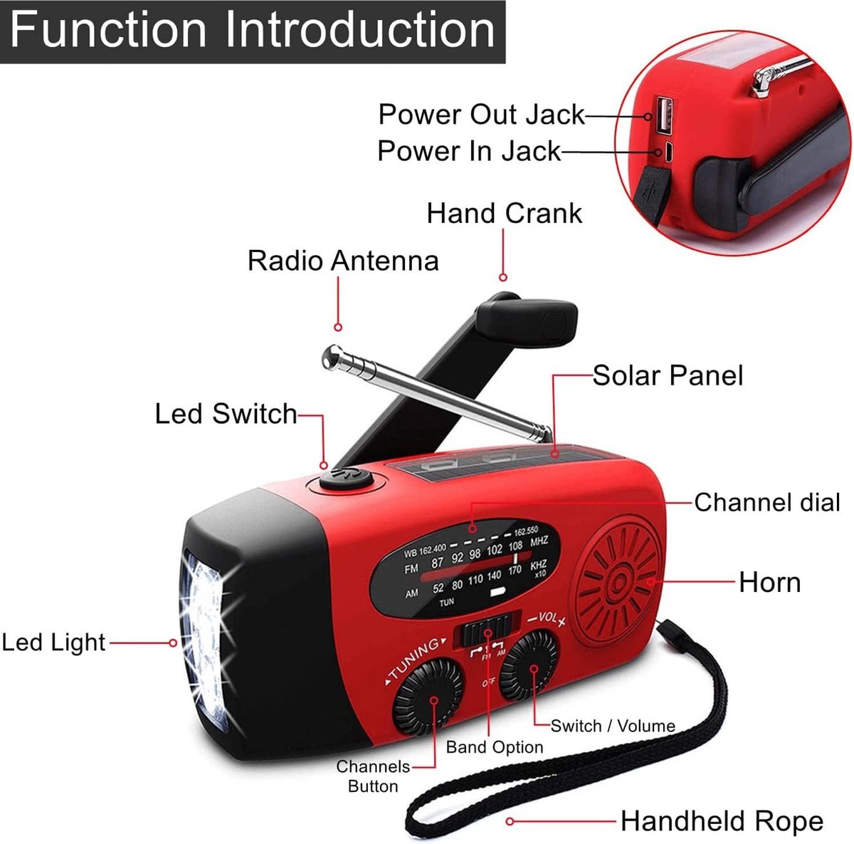 Radio Op Batterijen - Voor Rampen - Voor Camping - Powerbank - Solar