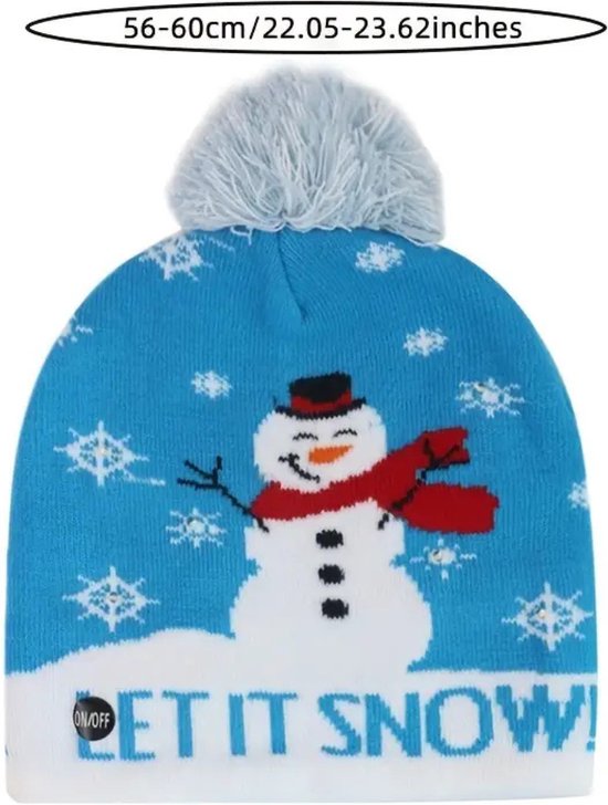 Bonnet de Père Noël Livano - Adultes - Noël - Père Noël - Hiver - Chaud - Neige - Avec lumières