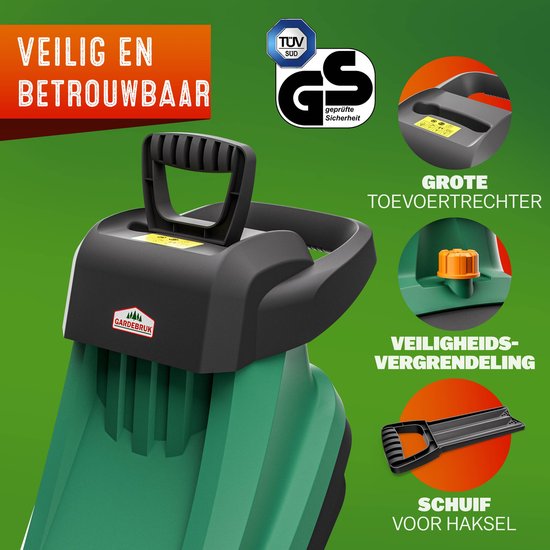 Gardebruk Hakselaar Compact - 2x 50L Zak 2400W Elektrisch - Groen van Gardebruk — afbeelding 3