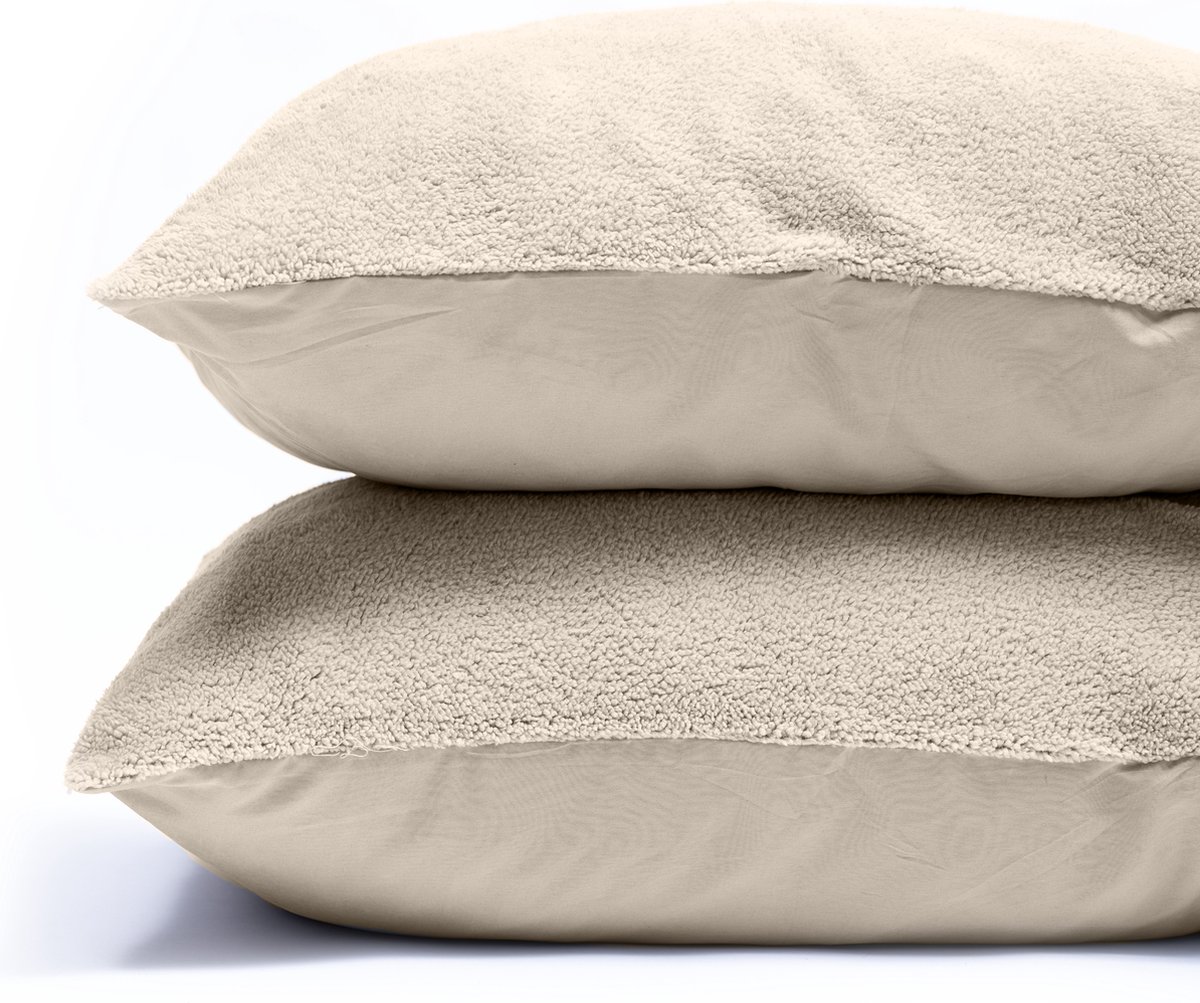 Sleeptime Teddy Kussensloop - 2 Stuks - Teddyfleece - Creme - 60x70
