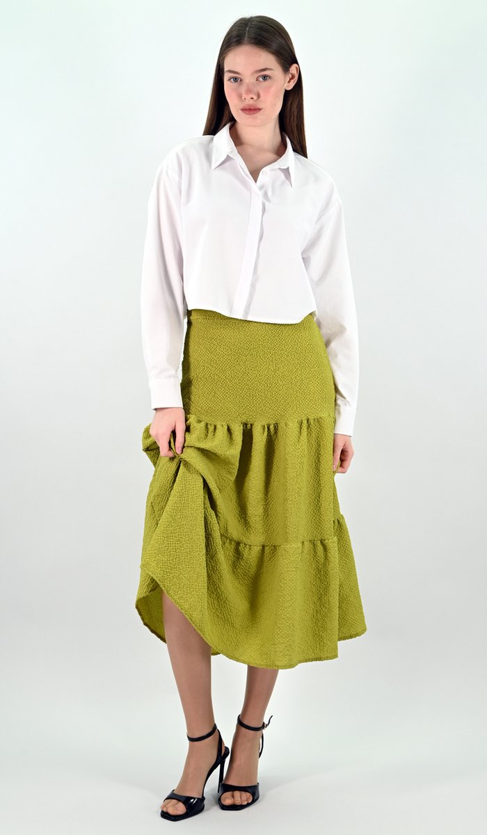 YesMooi - Groene Midi Rok - 3-Lagen Design - L (40)