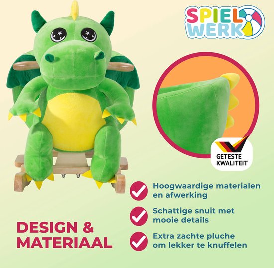 Spielwerk Schommelstoel kinderen dino met veiligheidsgordel
