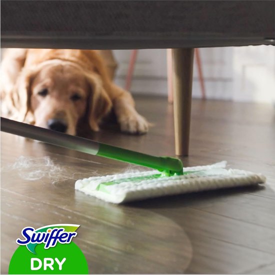 Swiffer Nat- en droogreiniger, basisset voor het reinigen van hout en vloeren, inclusief: 1 dweil, 6 droge doeken, 3 vochtige doeken