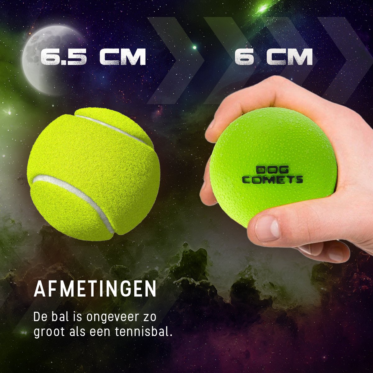 Dog Comets Ball Stardust Ø 6 cm - Rubberen Hondenbal - Hondenspeelgoed - Stuiterend en Drijvend honden speelgoed - Groen - 2 Stuks thumbnail 3