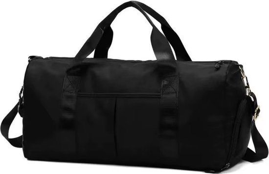 Sporttas- Zwart- Luxe- Sporten- Tas- Logeertas- Zwemvak- Schoenenvak- Reistas