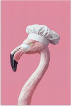 Affiche 20x30 cm - Flamingo rose - Toque de chef - Vogel - Posters - Décoration murale cuisine - Décoration murale salon - Accessoires décoratifs - Décoration murale chambre