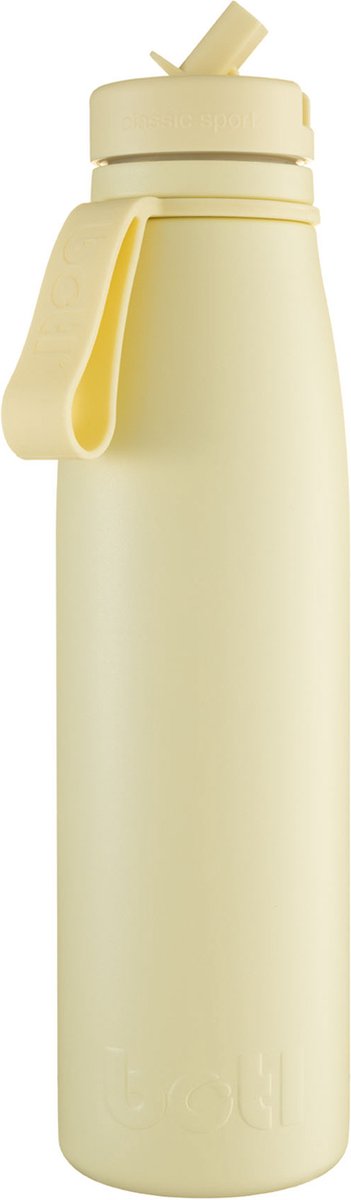 Drinkfles EcoBotl - Evolution V2 500ml - Banana - Pastelgeel - Drinkfles - Waterfles - Duurzaam - Herbruikbaar - Sportdop - Rietje - Geïntegreerde draaglus