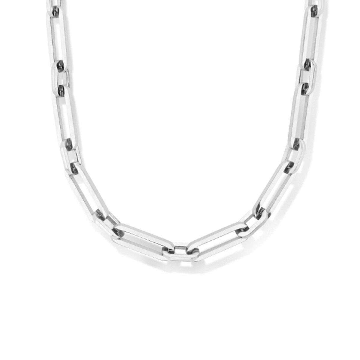 Collier Paperclip Vierkante Buis 8 Mm 43 + 3 Cm Edelstaal