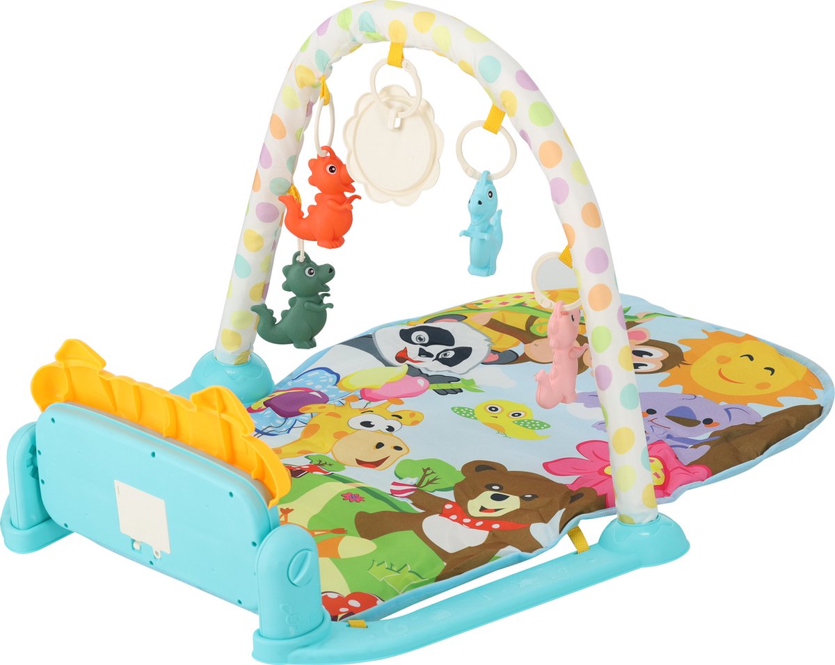 Moni Toys - Piano Activiteiten Speelkleed - Multicolor - Met Speelboog, Spiegeltje & Muziek - Educatief Baby Gym - Vanaf 0 Maanden — afbeelding 4