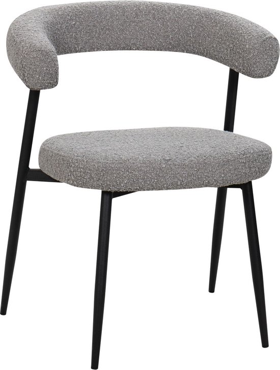 HTfurniture - chaises de salle à manger - couleur grise - pieds noirs